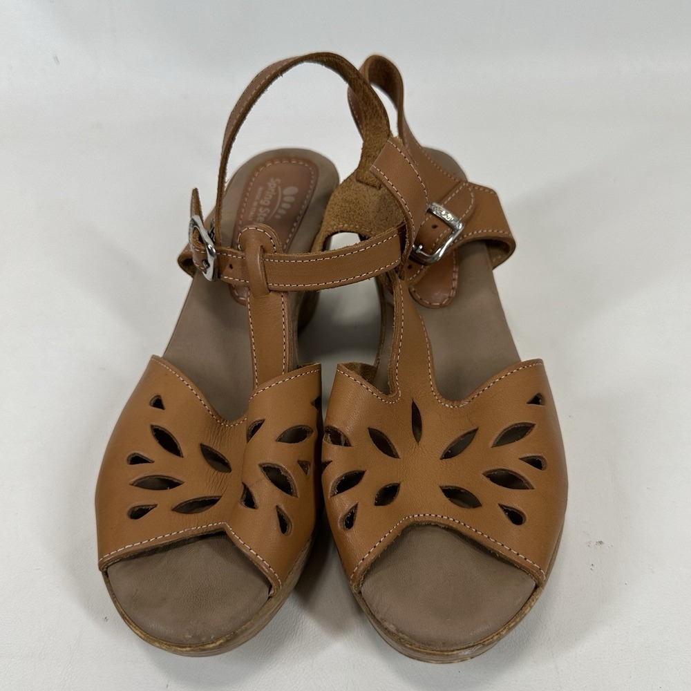 Spring Step Women's Wedge Sandal beige leather 9 / 40 slingback - Picture 2 of 8